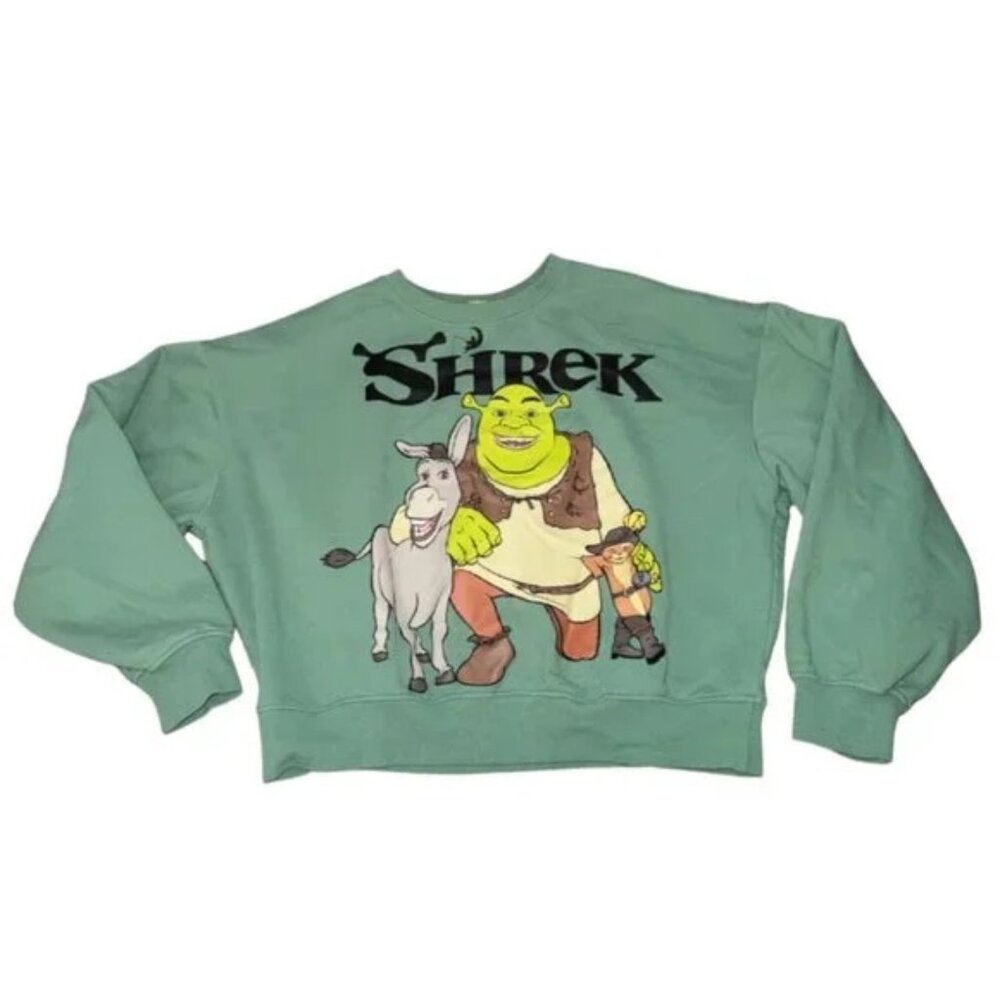Like New DreamWorks Shrek Donkey & Puss in Boots Cropped Sweatshirt Small